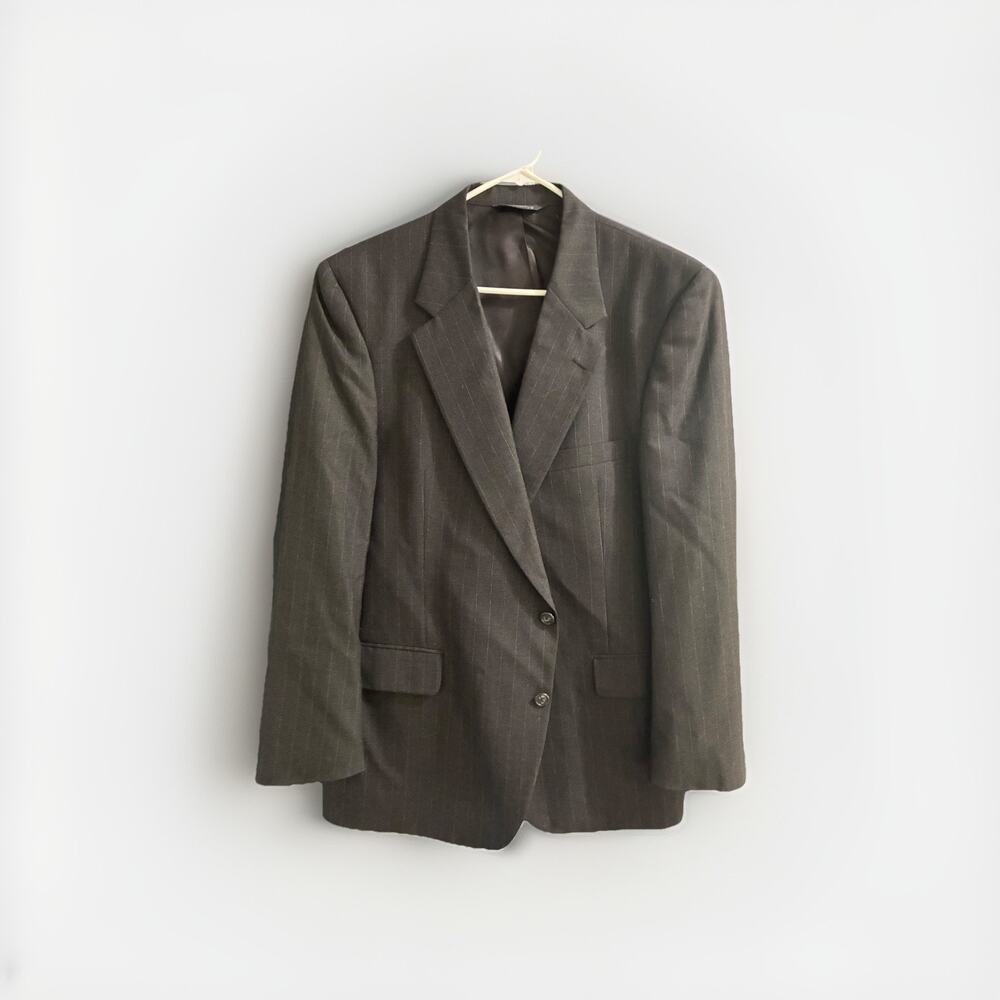Vintage Burberrys' Mens Charcoal Gray Wool Pinstripe Blazer 46/48 ? Read*